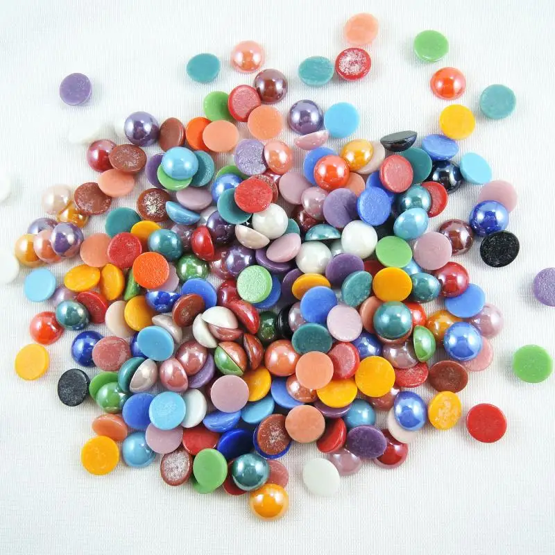 2/3/4/5/6/7/8/9/10/12mm mieszane kolory kopułowe Flatback pół szklane ceramiczne okrągły kształt błyszczący Cabochon DIY telefon tworzenia biżuterii Craft