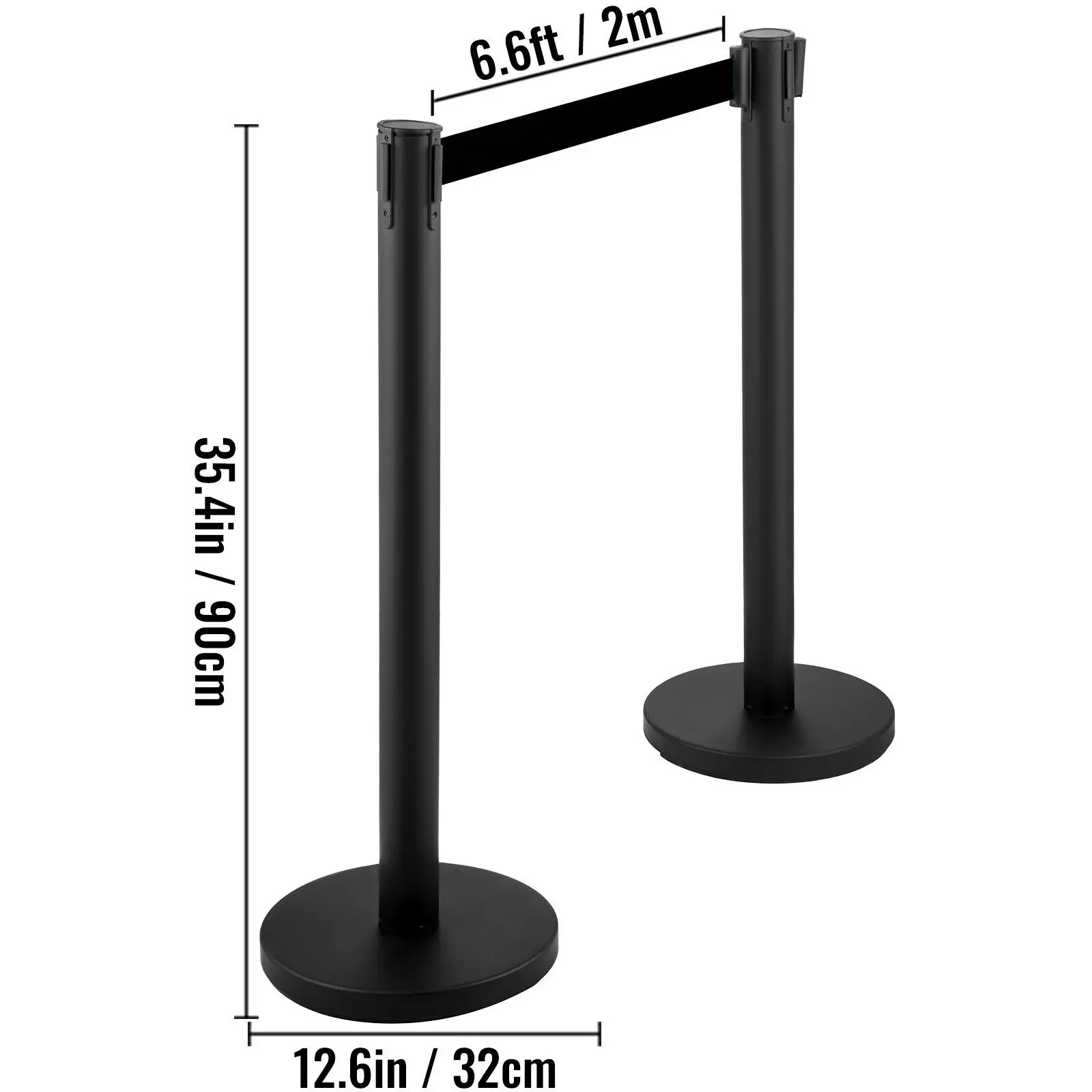 Imagem -06 - Vevor Pcs Conjunto Belt Stanchion Multidão Controle Barreira de Aço Inoxidável Queue Pole Retrátil Belt para Bank Airport Stadium