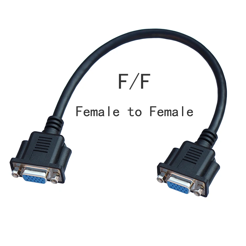 25cm VGA D-Sub Short Video Cable Cord Full 15 Pin One to One Connected M/M M/F F/F RGB Cable for LCD Monitor Projector
