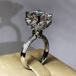 Solitaire 8mm Diamond Ring 925 sterling silver Jewelry Heart love Engagement Wedding band Rings for Women Bridal Party accessory