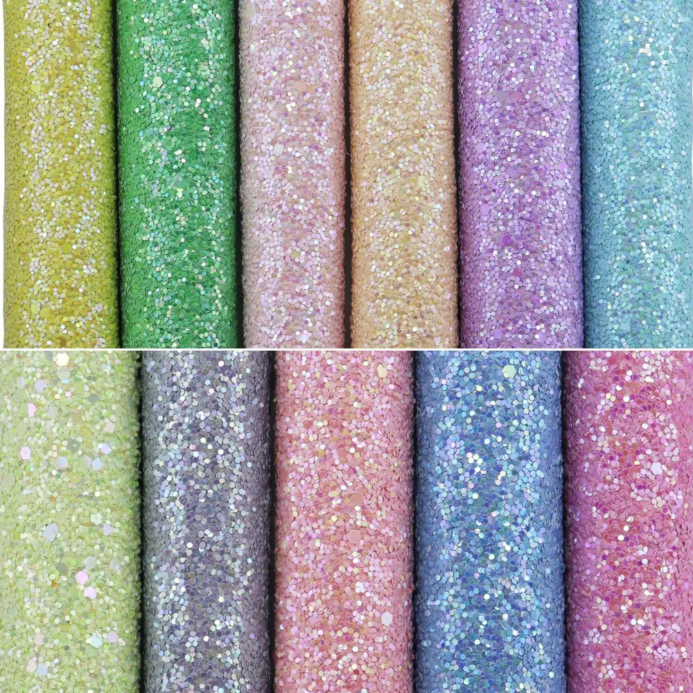 91x134cm Yard Plain Chunky Glitter Fabric Leather Material For Handbags Bows Earrings DIY AY297