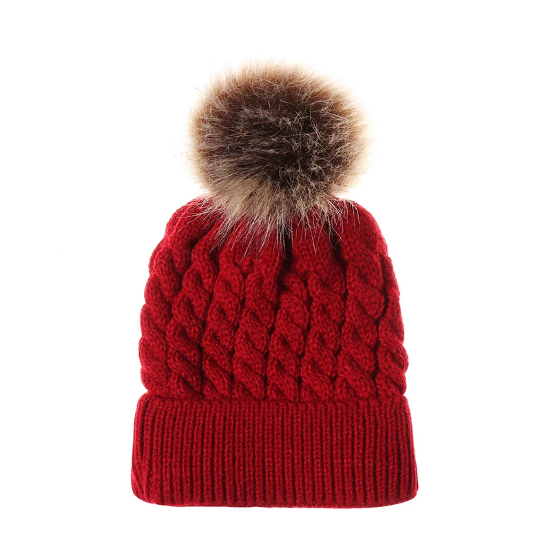 Winter Hats For Kid Knit Beanie Baby Hat Children Fur Pom Pom Hats For Girls Boys Warm Cap Infantil Toddler Beanie Hat Cap