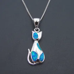 Colgante de Piedra de ópalo azul para mujer, colgante bonito para boda, chapado en plata