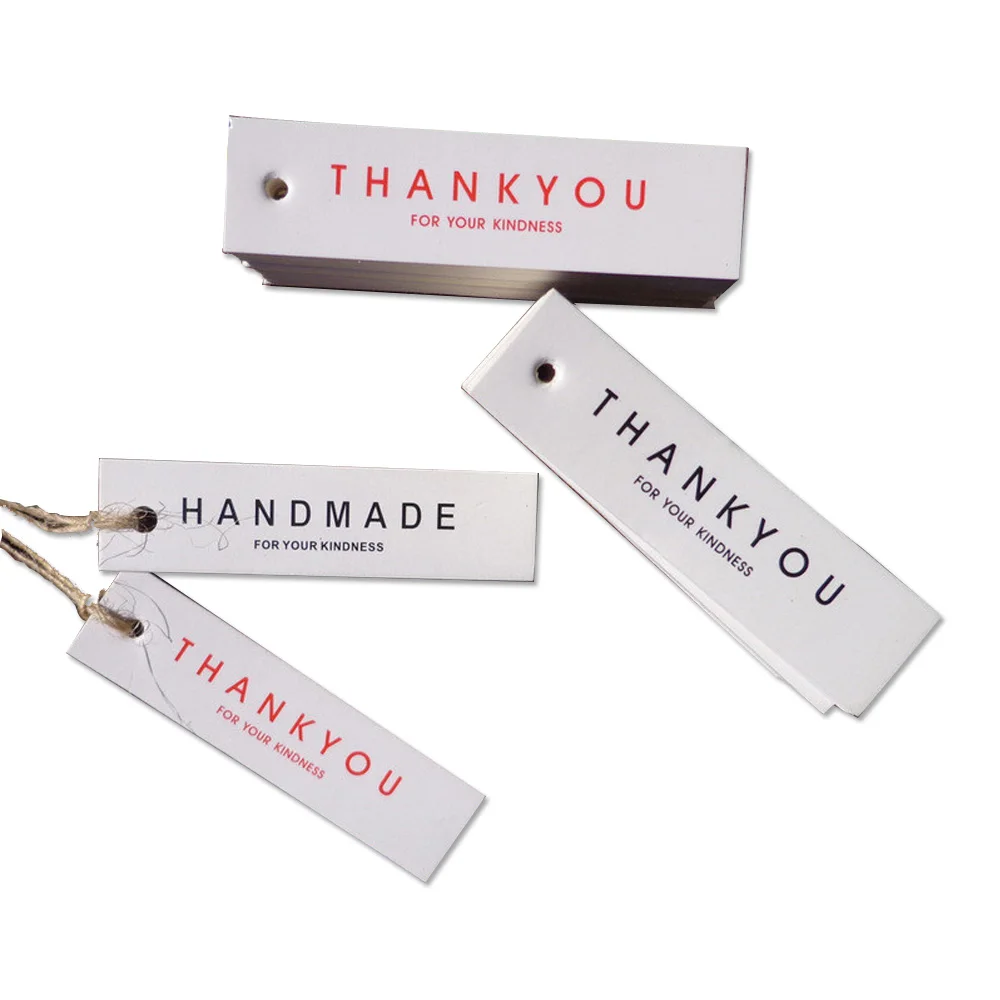 1.8X7.0Cm 100Pcs Thank You Small Paper Hang Tags For Cake Hand Made Decoration Tag For Cooking Box For Gift Handmade Labels