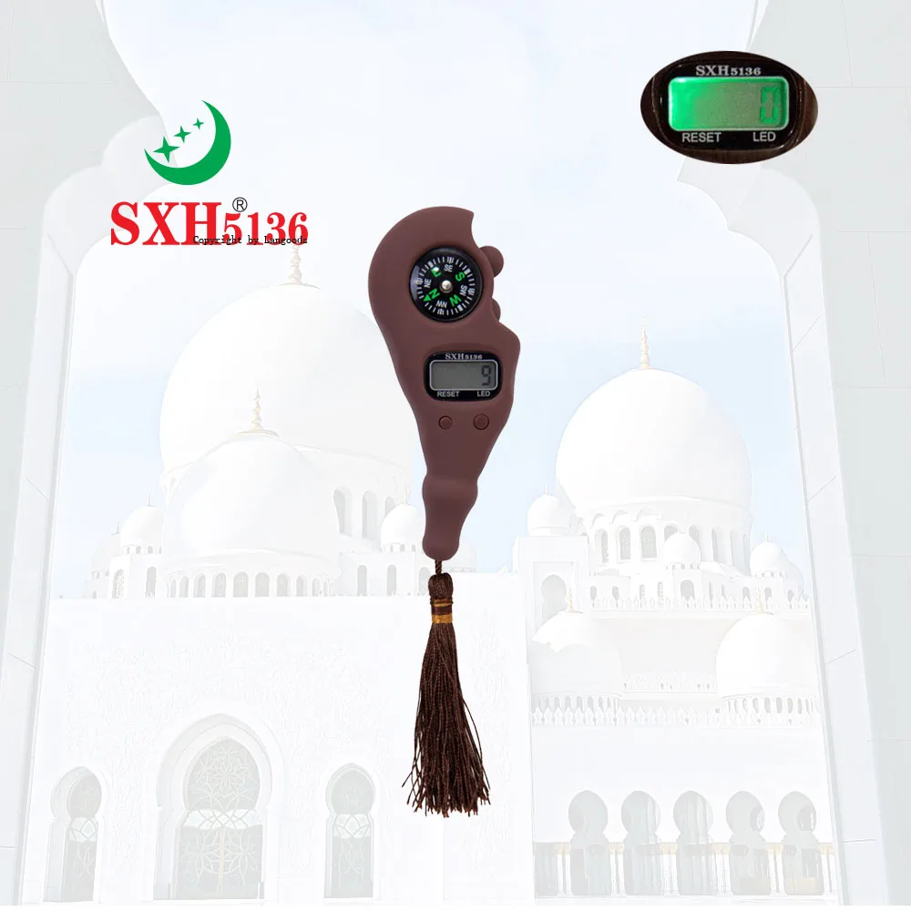 SXH5136 contatore di conteggio digitale di elettronica all\'ingrosso della fabbrica con bussola LED Tasbih rosario digitale perlina tinta unita