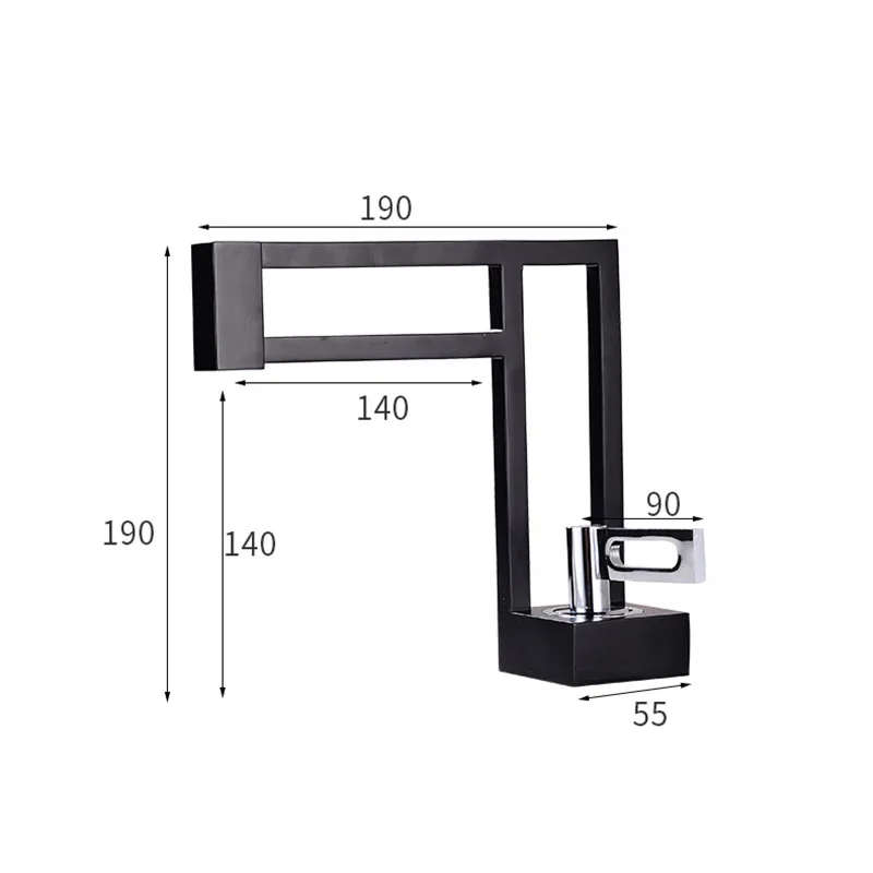 Imagem -06 - Bakala Moderna Bacia Torneiras Preto Pia Torneiras Misturadoras de Bronze do Banheiro Quadrado Vessel Sink Faucet Preto Misturador da Bacia Água Quente e Fria