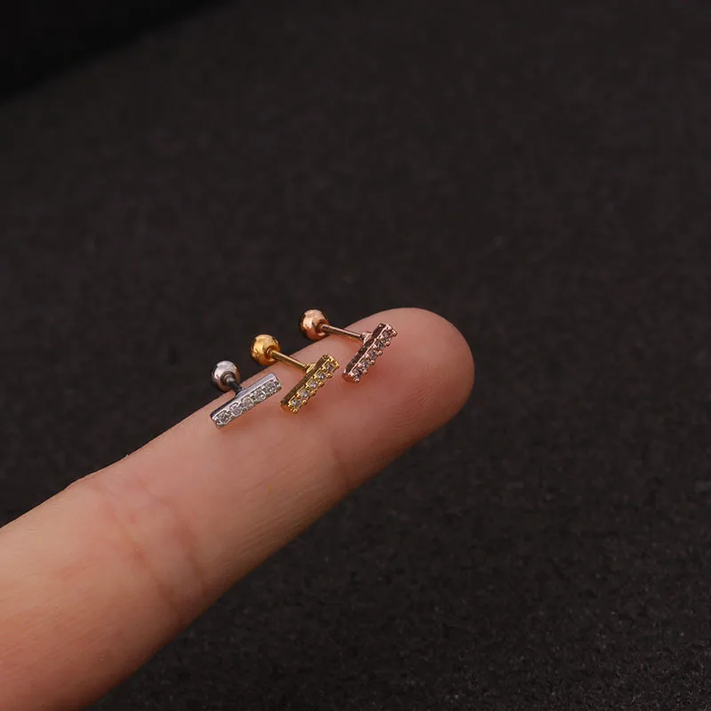 1 قطعة الفولاذ المقاوم للصدأ الحديد الكريستال تشيكوسلوفاكيا الغضروف القرط اللولب تاركوس الغراب محارة Daith الأذن الفص ثقب أقراط مجوهرات