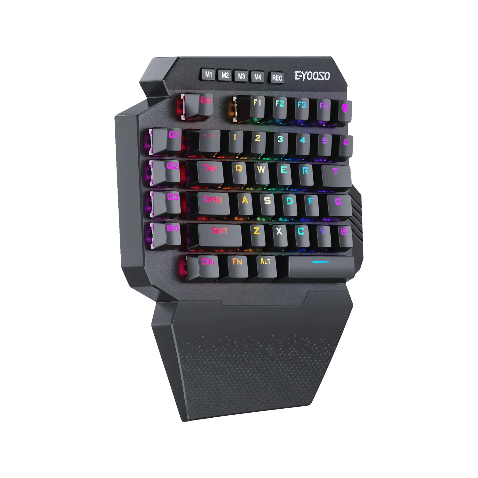 Huo ji teclado mecânico sem fio de uma mão 39 a bordo chave macro 2.4ghz rgb 40% suporte de pulso do teclado do jogo para jogos móveis