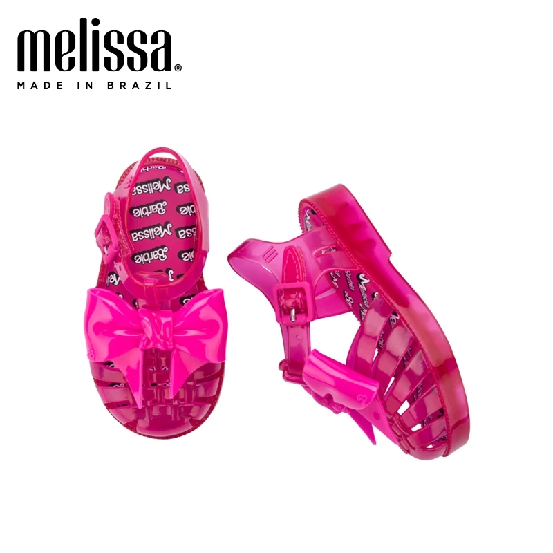 2021 New Mini Melissa Summer sandals Girl and boy Roman Bow Shoes Soft Sparke Fashon Jelly Shoes Melissa Beach Sandals Shoes