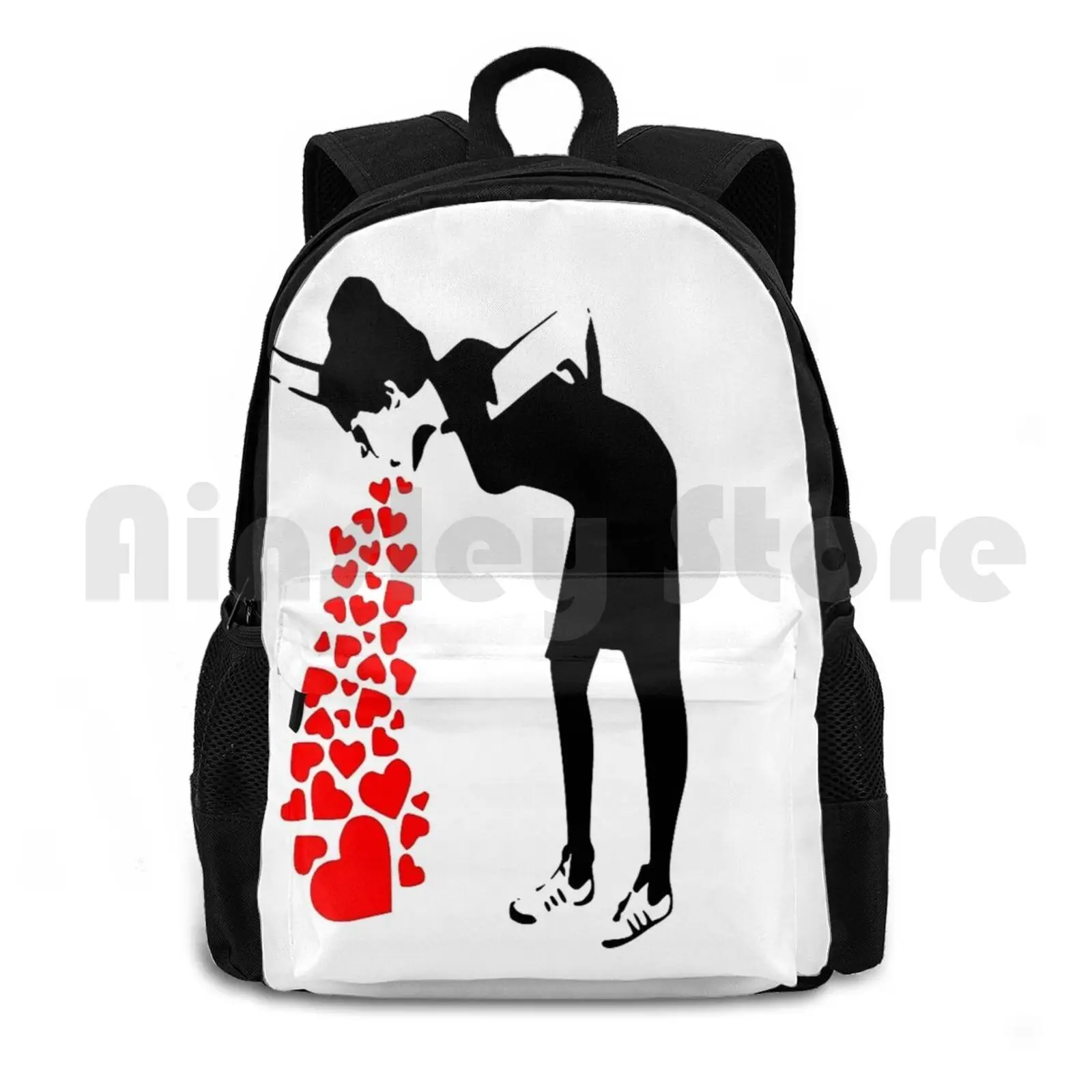 Banksy-Lovesick Outdoor Hiking Backpack Riding Climbing Sports Bag Banksy Lovesick Love Up Heart Hearts Heart Vomit Vomit