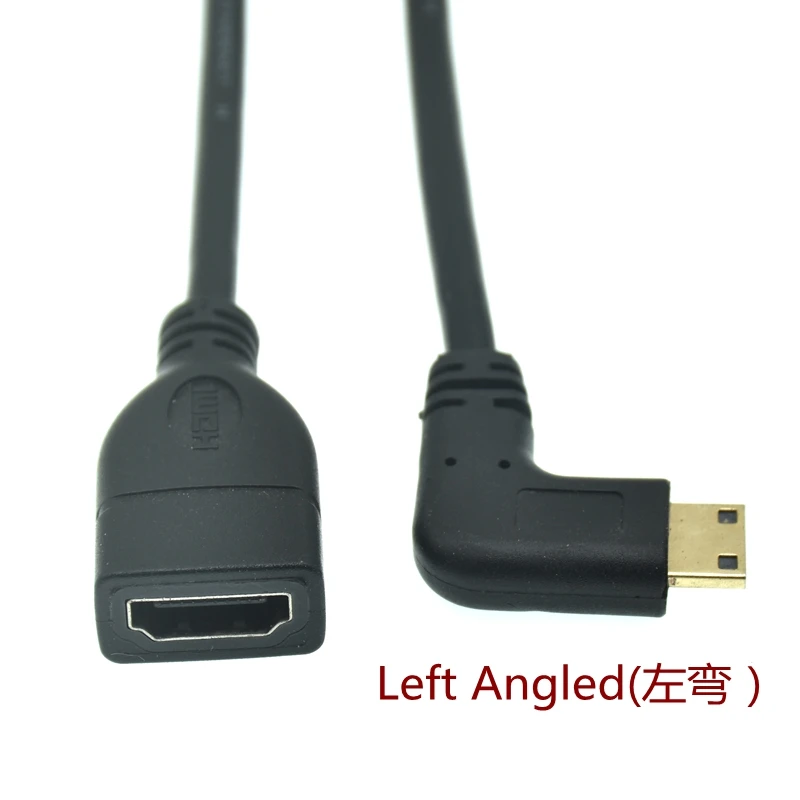 1080P Mini HDMI-compatible To HDMI Cable Male To Female 90 Degree Right Angled Converter Adapter M-F Extension Adapter Connector