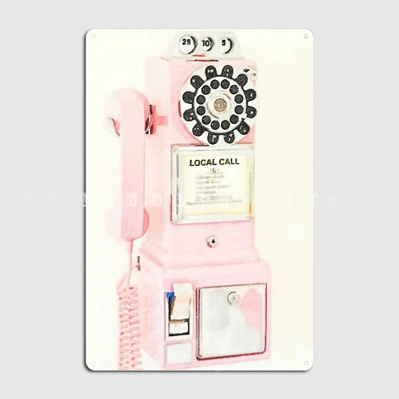 Pink Retro Vintage Telephone Metal Plaque Poster Club Party Cinema Design Plaques Tin Sign Posters