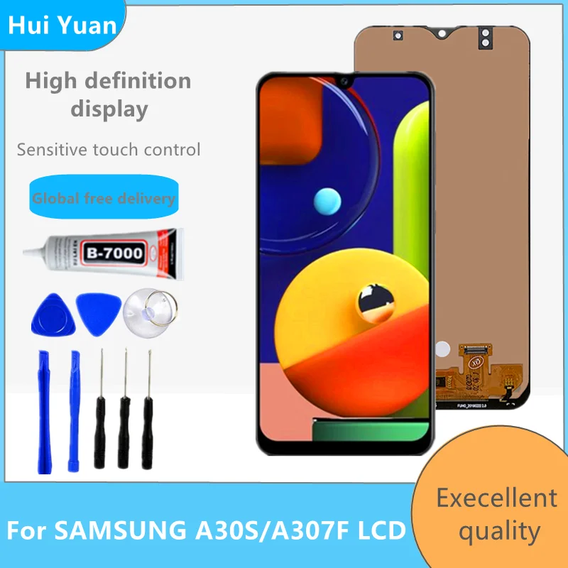 Getest AMOLED LCD Voor Samsung A30s A307 A307F A307FN lcd-scherm Touch Digitizer Vergadering Voor Samsung A30S LCD