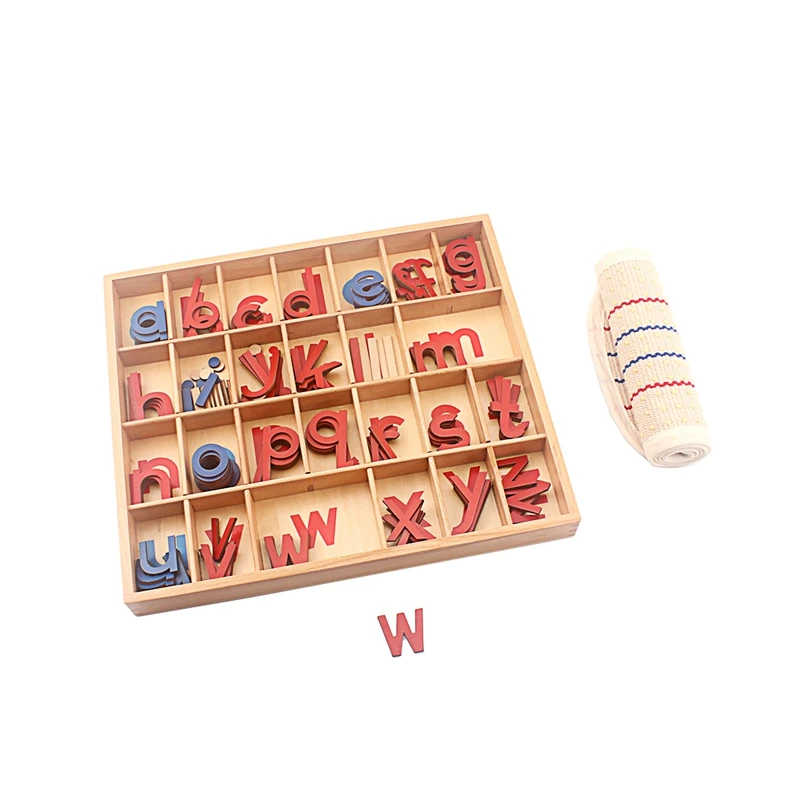 Montessori Language Wood 5 Sets Small Movable Alphabet Red & Blue with Mat for Small Movable Alphabets Toys Education Preschool - view 6