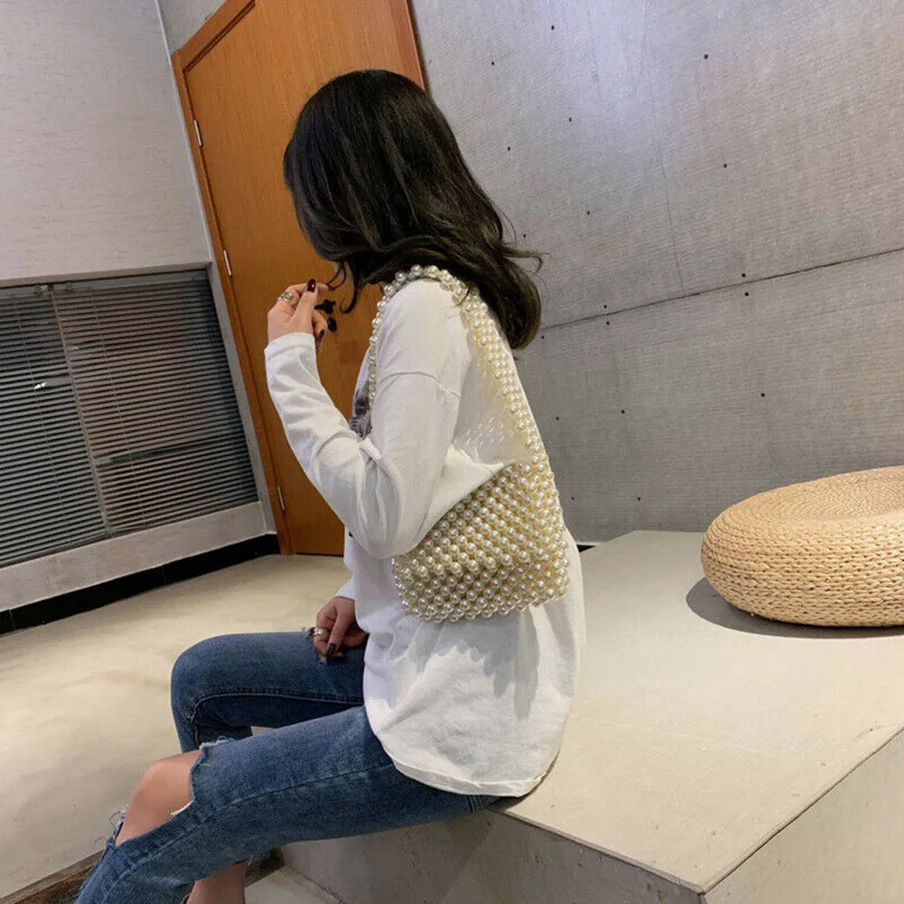 2023 New Imitation Pearl Beaded Bags Women Handbag Evening Bag Shoulder Crossbody Purse Ladies Mini Luxury Party Dinner Clutch