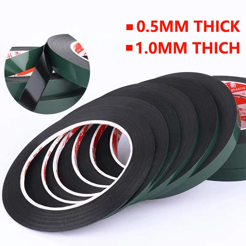 1 Roll 2mm/3mm/5mm/10mm mobile phone screen tape repair double-sided adhesive foam cotton green film 0.5mm 1mm thick 10M