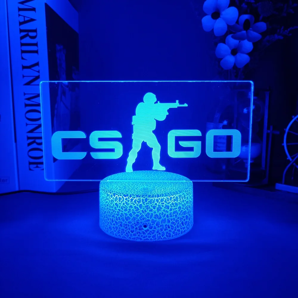 CS GO Game LOGO Night Lamps RGB Counter-Strike 3D Bedside Table Lights Birthday Gifts Bed Room Colorful Atmosphere Decoration