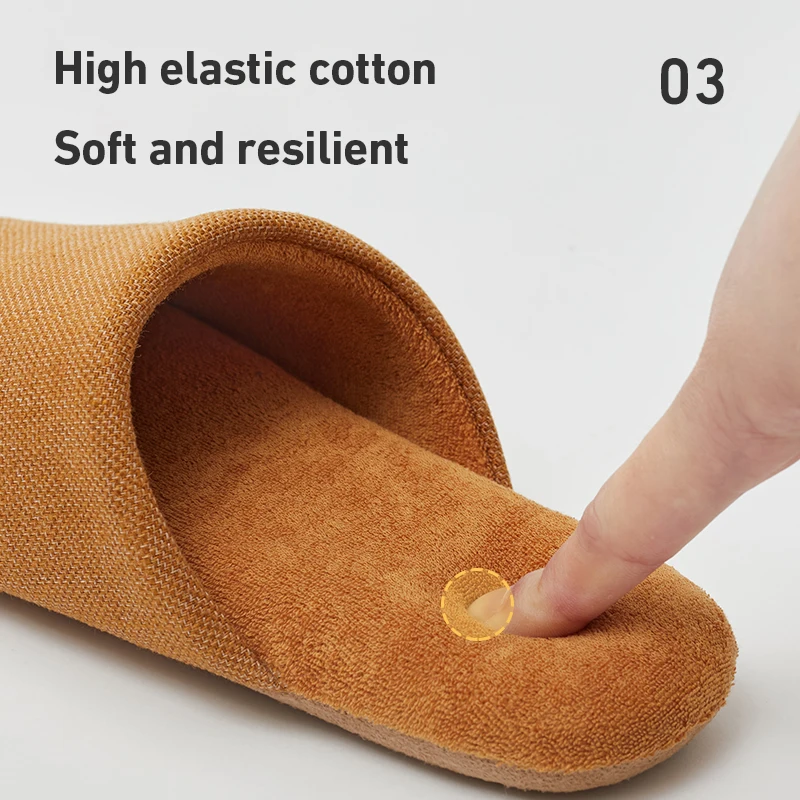 UTUNE Mute Home Slippers For Women Cotton Linen Indoor Flat Shoes Suede Sole Wooden Floor Men Slides Silent Spring Autumn Winter