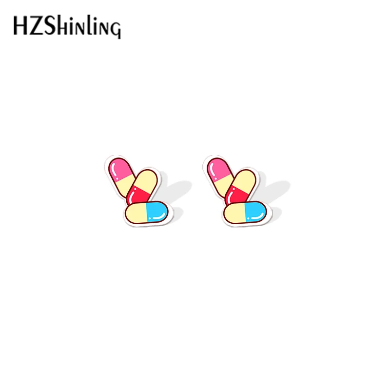 2019 New medicine box Acrylic Earrings Doctor Symbol Earrings Epoxy Cute Bandage Stud Earring