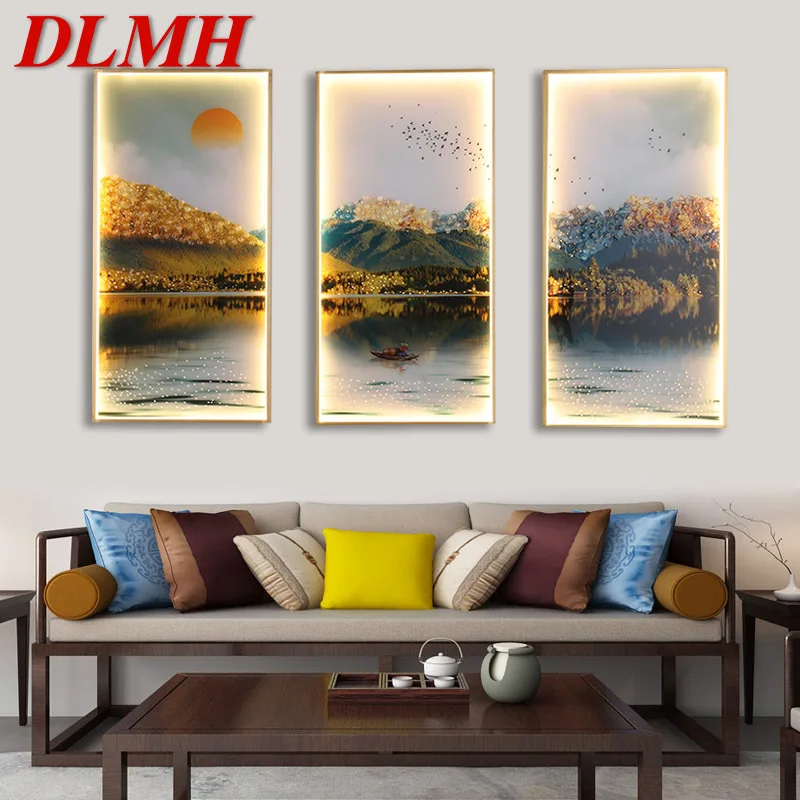 DLMH Wall Sconces Lights Contemporary Three Pieces Suit Lamps Landscape Painting LED Creative For Home