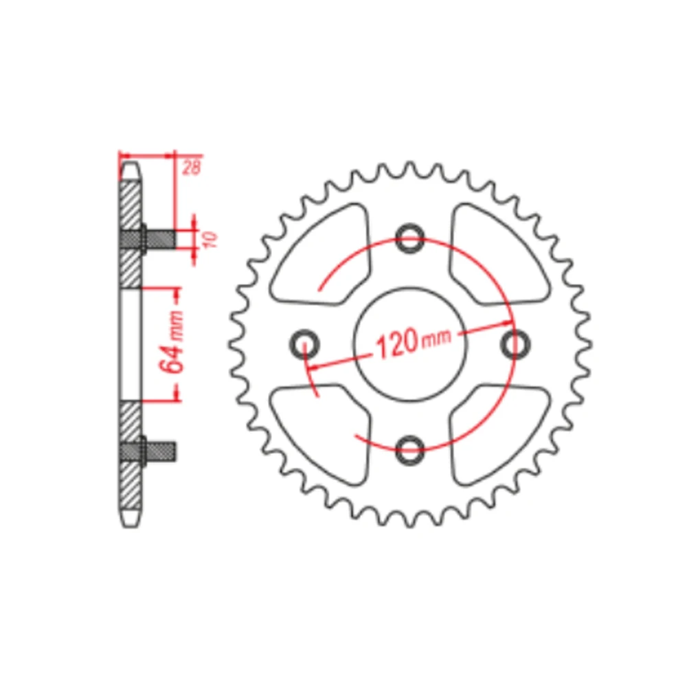 520 41T 41 Tooth 64mm x 120mm Motorcycle Rear Sprocket Gear Staring Wheel For Honda Road AX-1 AX1 250 520-41T