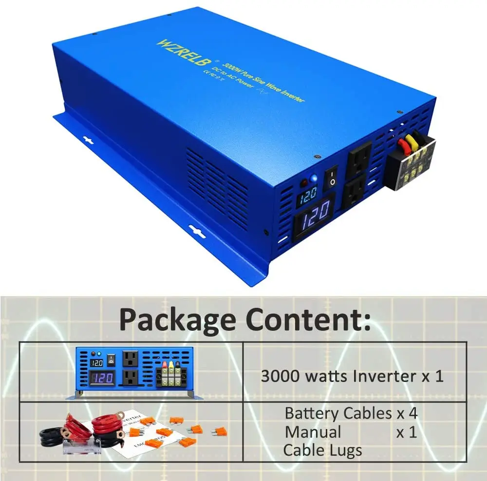 Pure Sine Wave Inverter Power 3000W 24V to 220V Solar Battery 12V/36V/48V DC to 110/120/230V/240V Home appliances AC Converter - view 5