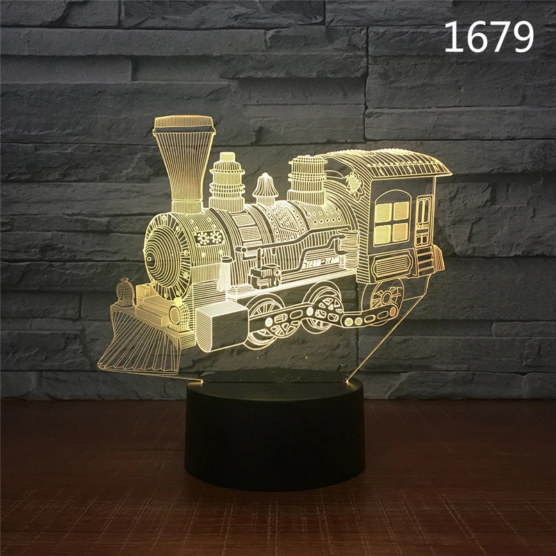 Tren 3D luz nocturna novedad LED camión coche tanque modelo LED luz nocturna hogar Deco RGB lámpara de mesa niño amigo cumpleaños regalo de Navidad