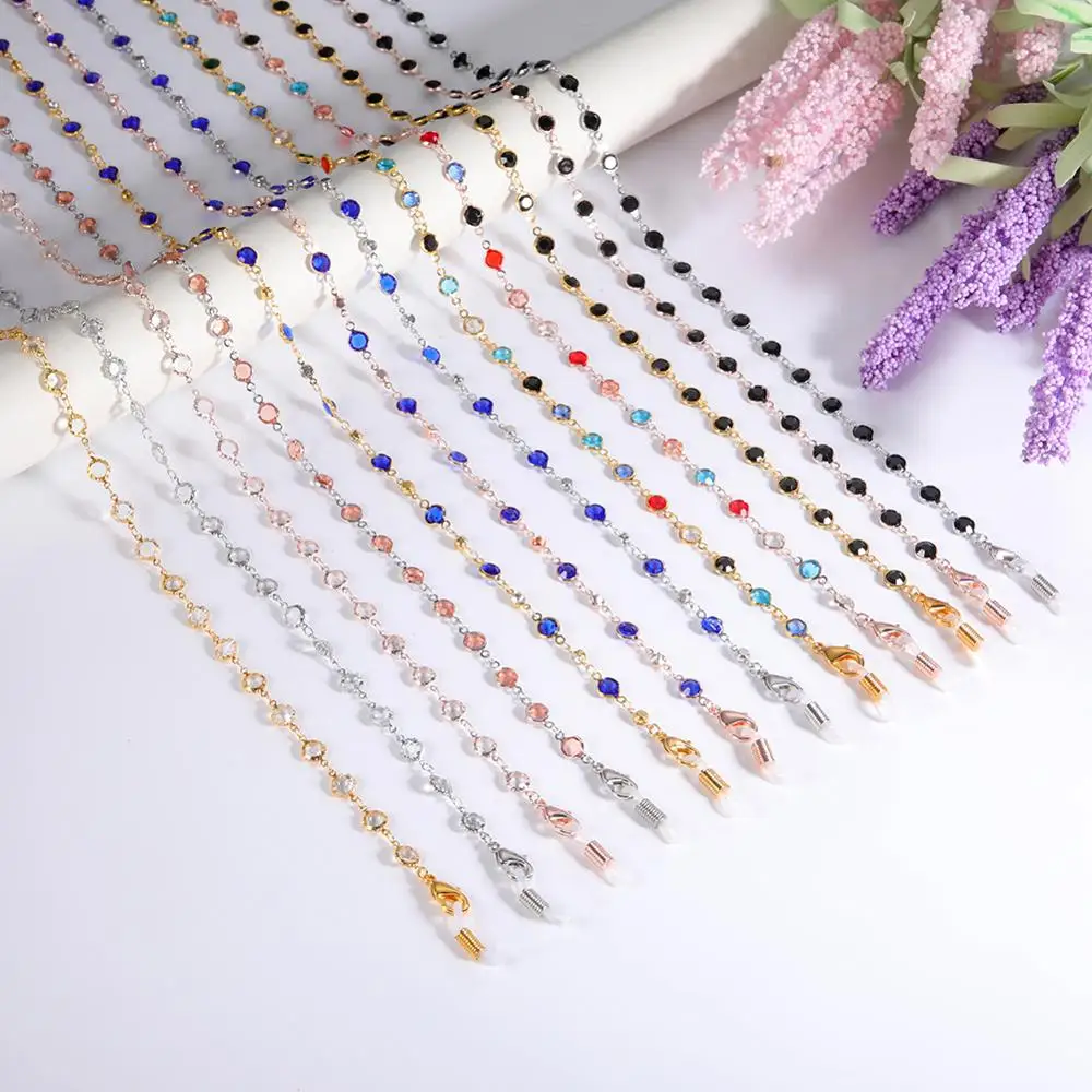 Skyrim Crystal Beaded Chain for Sunglasses Lanyard Women Fashion Glasses Chains Neck Holder Eyewear Accessories Mask Rope Gift