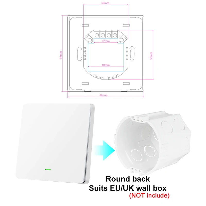 مفتاح إضاءة WiFi ذكي، زر ضغط، تطبيق Tuya، التحكم عن بعد، أتمتة المنزل الذكي، يعمل مع مساعد Alexa Google