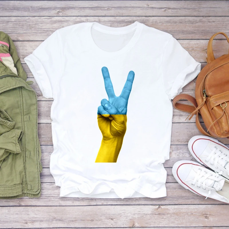 T-Shirt à manches courtes pour femme, Confortable et Souvenir, avec Logo d'ukraine, Harajuku des années 90, 2021