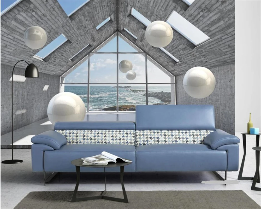 beibehang papel de parede Custom modern decorative painting wallpaper architectural space landscape ball 3d background