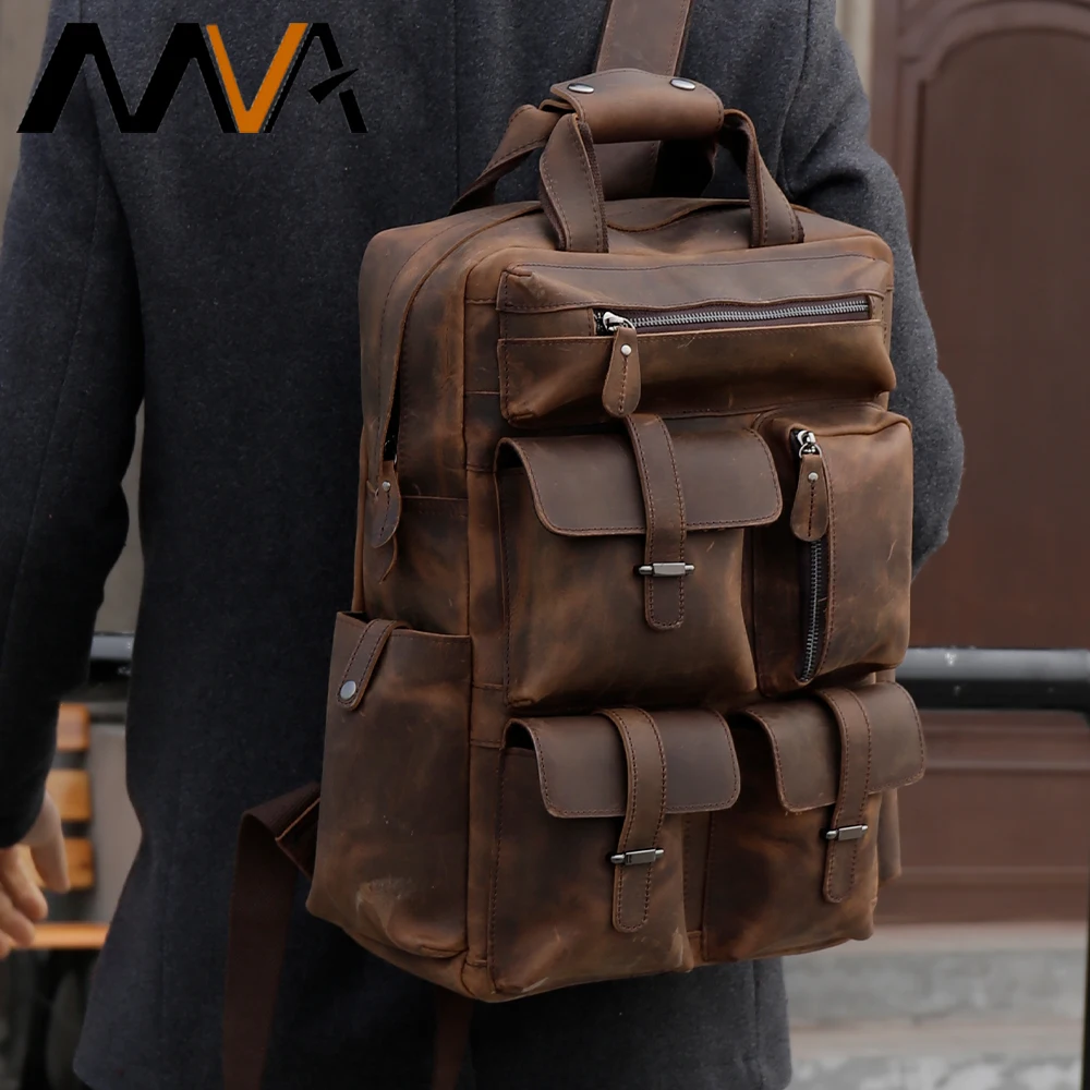 MVA Vintage Genuine Leather Backpack 15\