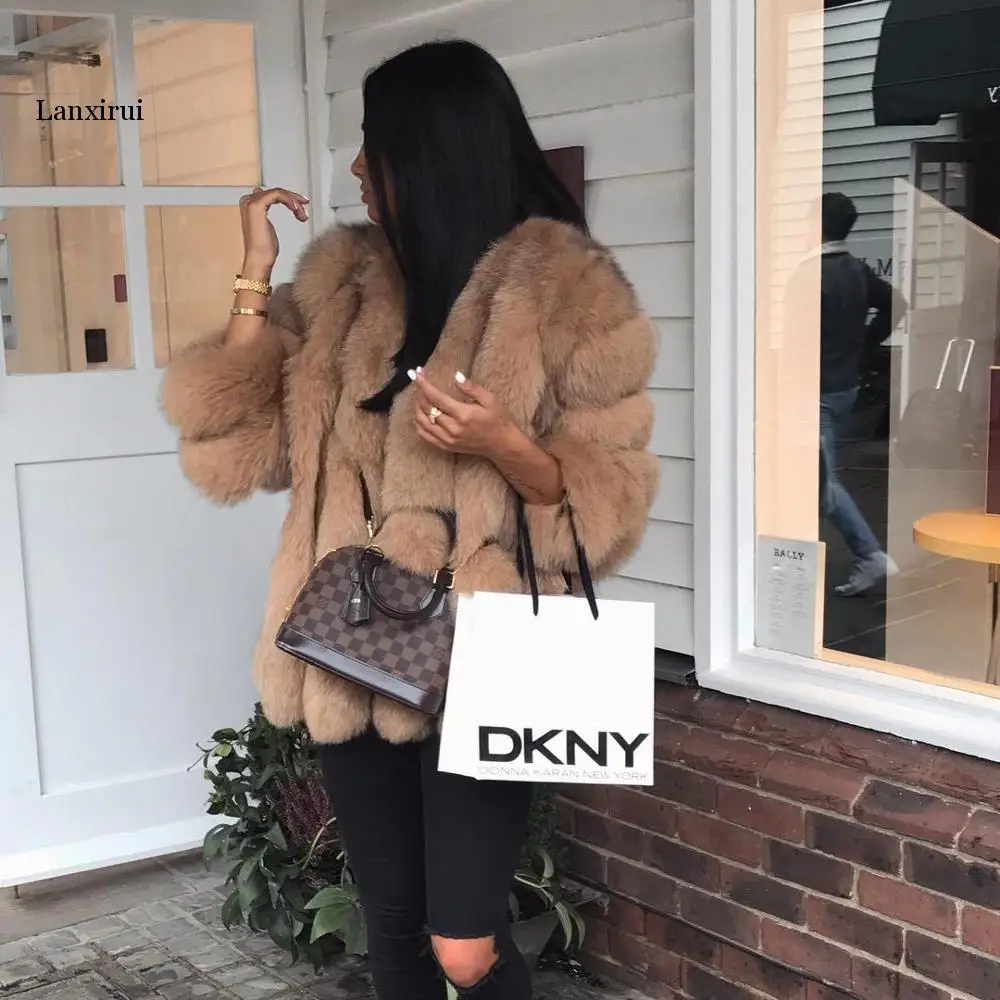 Fake Fox Fur Coat Silver Fox Fur Coat Women Winter black Coats Long Sleeve Jacket Outerwear Women Fashion casaco feminino