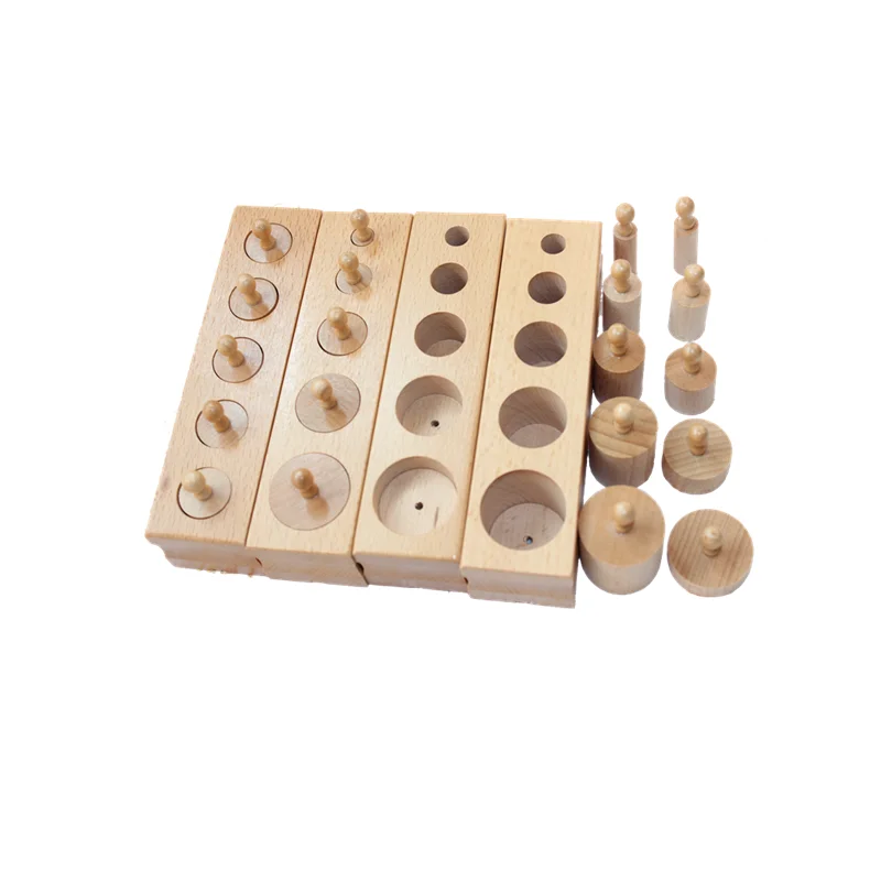 Montessori Educational Wooden Toys Knobbed Cylinder Blocks Set Mini Set Matching Game for Children Homeschool Sensorial Material