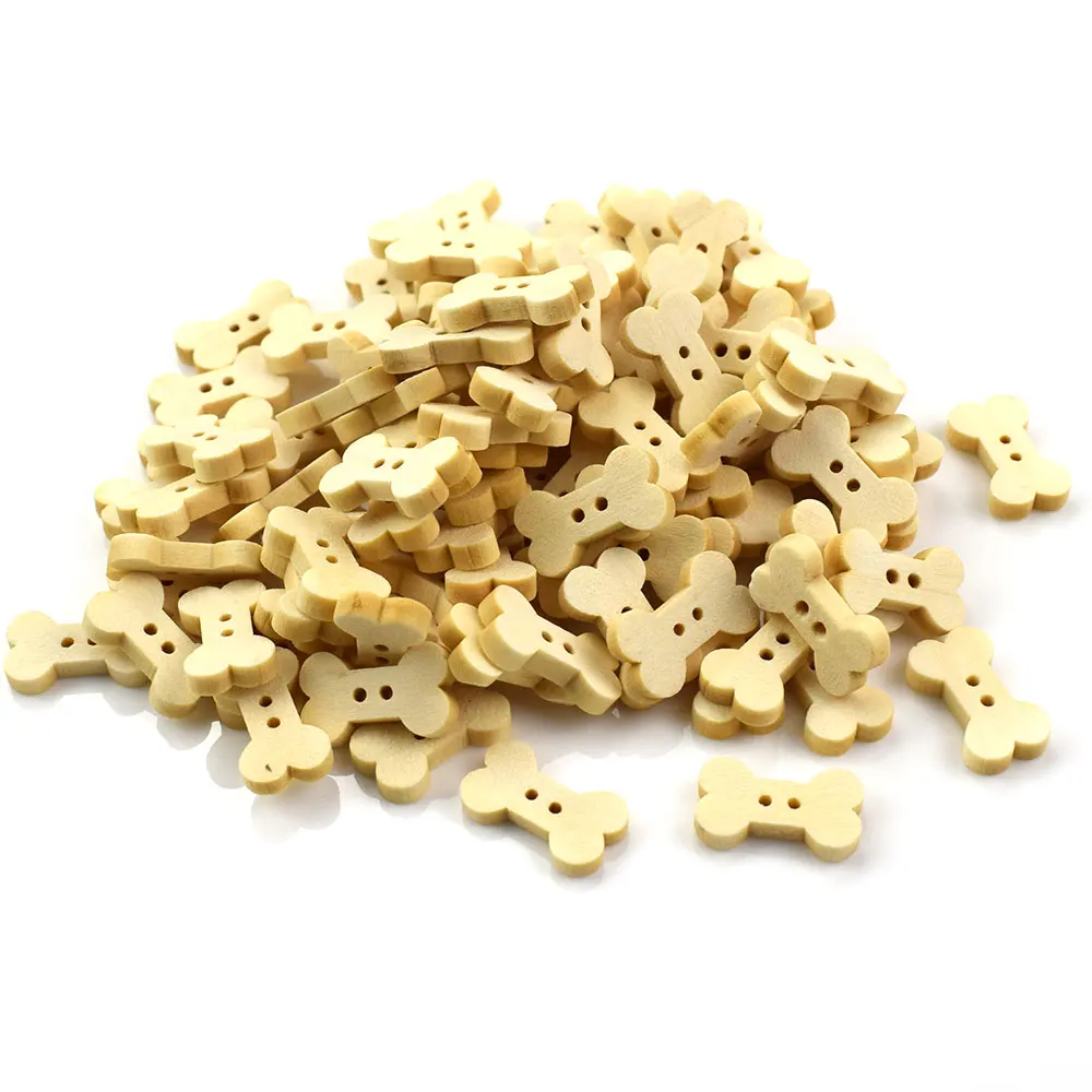 500PCS DIY Holz Tasten Hund Knochen Holz Taste Nähen Zubehör Dekorative Tasten Handgemachte Scrapbooking Handwerk