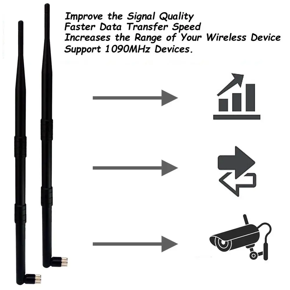 10 dbi 1090MHz Antenna ADS-B/TCAS/SSR SMA Male Adapter connector Signal Booster 375mm