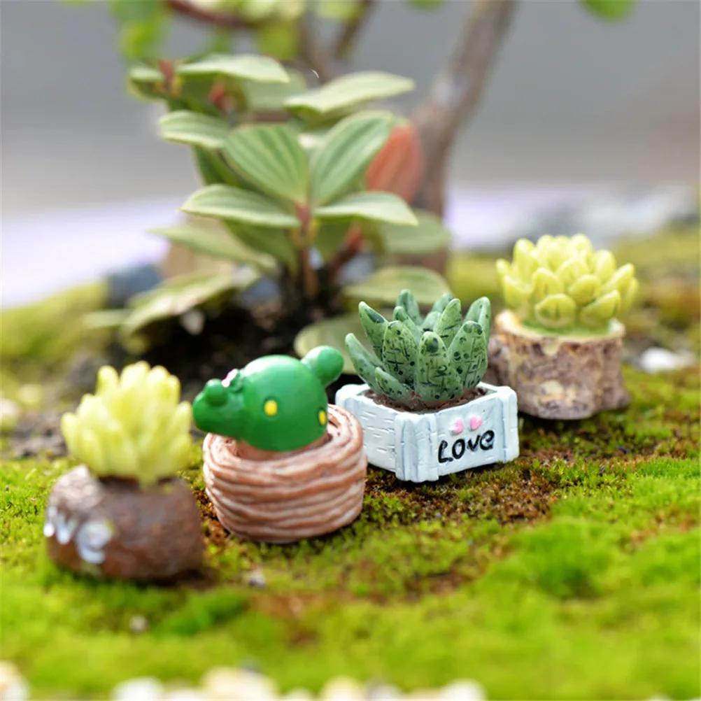 4 pçs/lote mini diy flores árvores em miniatura plantas casa de bonecas decoração de fadas casas decoração móveis brinquedos artesanato acessórios