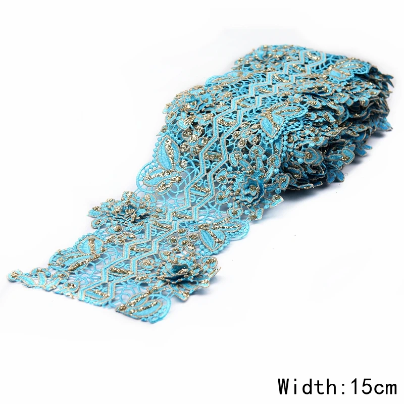 Golden Vintage Many design Metallic Embroidered Motif Glitter power Nigeria Venice Lace Trim Crochet Cord Diy Lace Fabric 01