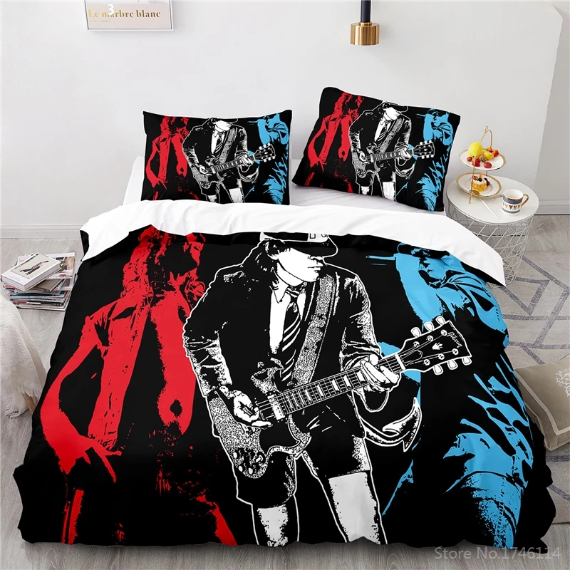 AC DC Rock Band 3D Print Bedding Set Soft Duvet Cover Set Quilt Cover Pillowcase Set Home Textile Bedclothes for Kids Adult Boys