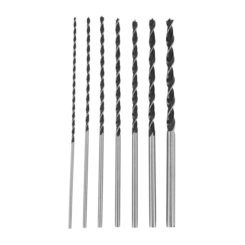 7Pc X Long Wood Drill Bit Set 4Mm 5Mm 6Mm 7Mm 8Mm 10Mm 12Mm X 300Mm Brad Point CNIM Hot