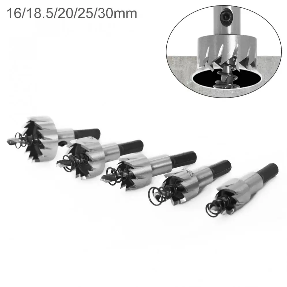 5 Pcs/Set Carbide Tip HSS Drill Bit Hole Saw Set High Quality Stainless Steel Metal Alloy Drill Bits 16/18.5/20/25/30mm