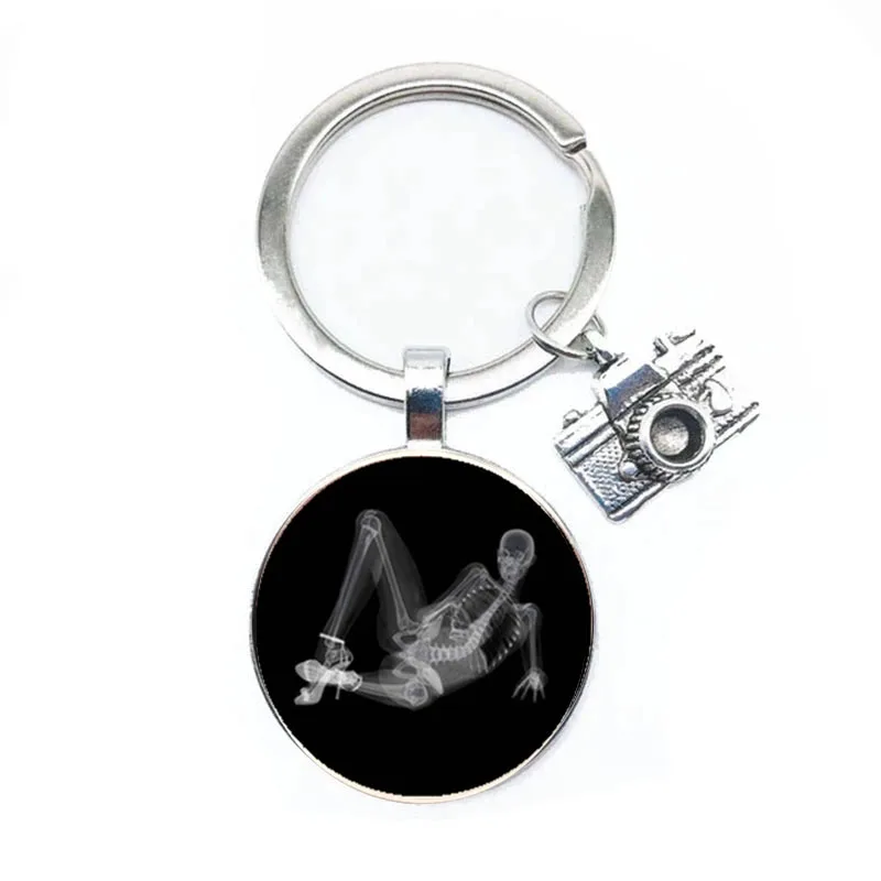 Nurse Keychain Alloy Camera Keychain Jewelry Glass Keychain Gift For Medical Lovers X-Ray Film Keychain Nurse Doctor Gift