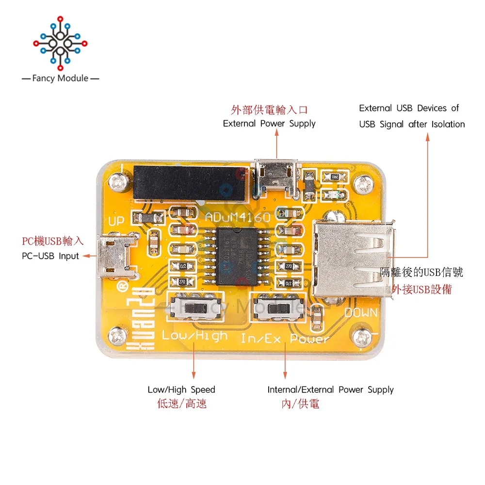 diymore ADuM4160 USB to USB Isolator Module Audio Noise Eliminator Industrial Isolator Protection 1500V Digital Module