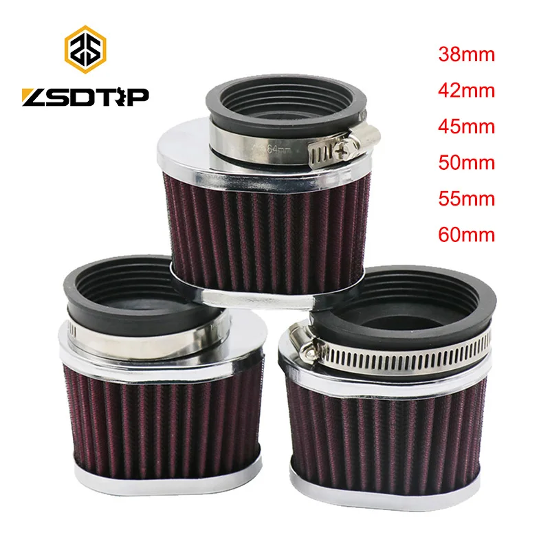 ZSDTRP High Performance Motorcycle Air Filter 38/42/45/50/55/60mm Universal for Motorcycle Racing Car Sport Air Intake Filter