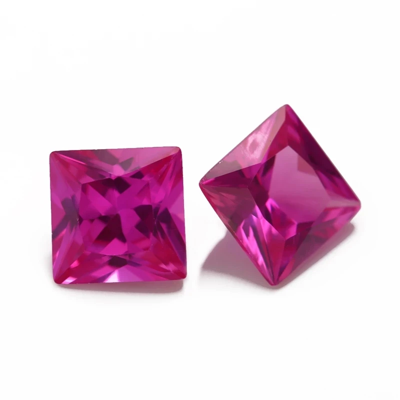 Size 2x2mm~10x10mm Sqare Shape Princess Cut Synthetic Corundum Gems For Jewelry Making 5# 3# 8# Color