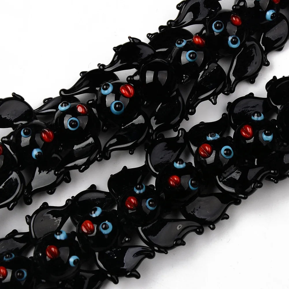 about 35pcs/strand Handmade Lampwork Black Bat Beads Strands for jewelry making DIY Bracelet Necklace Decor Accessories