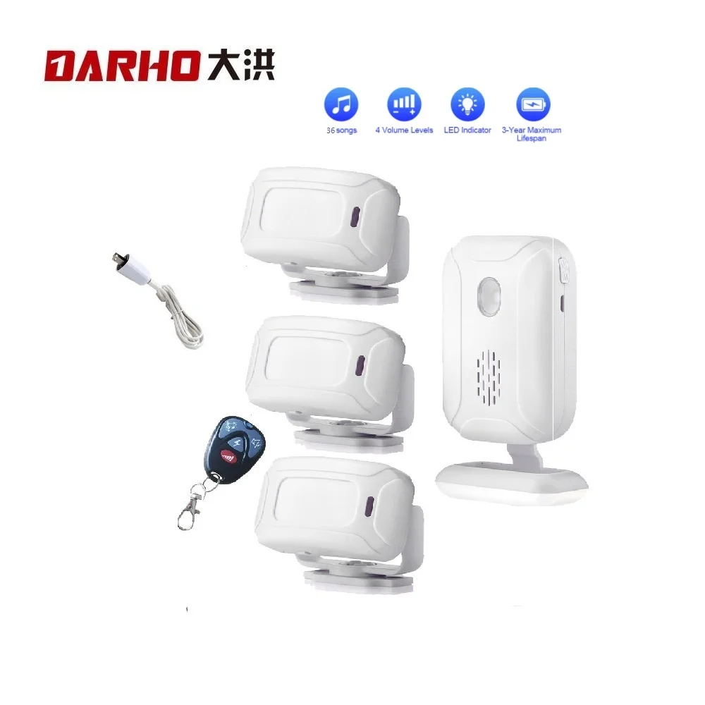 

Darho 3senors Shop Store Home Security Welcome Chime Wireless Infrared IR Motion Sensor Alarm Entry Doorbell Sensor