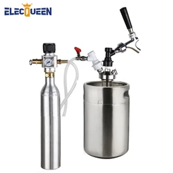 Beer Keg 5l,Pressurized Mini Growler Kit with 90 PSI Co2 Charger & 0.6L Co2 Soda Bottle Cylinder,U.S Standard Beer Tap Dispenser