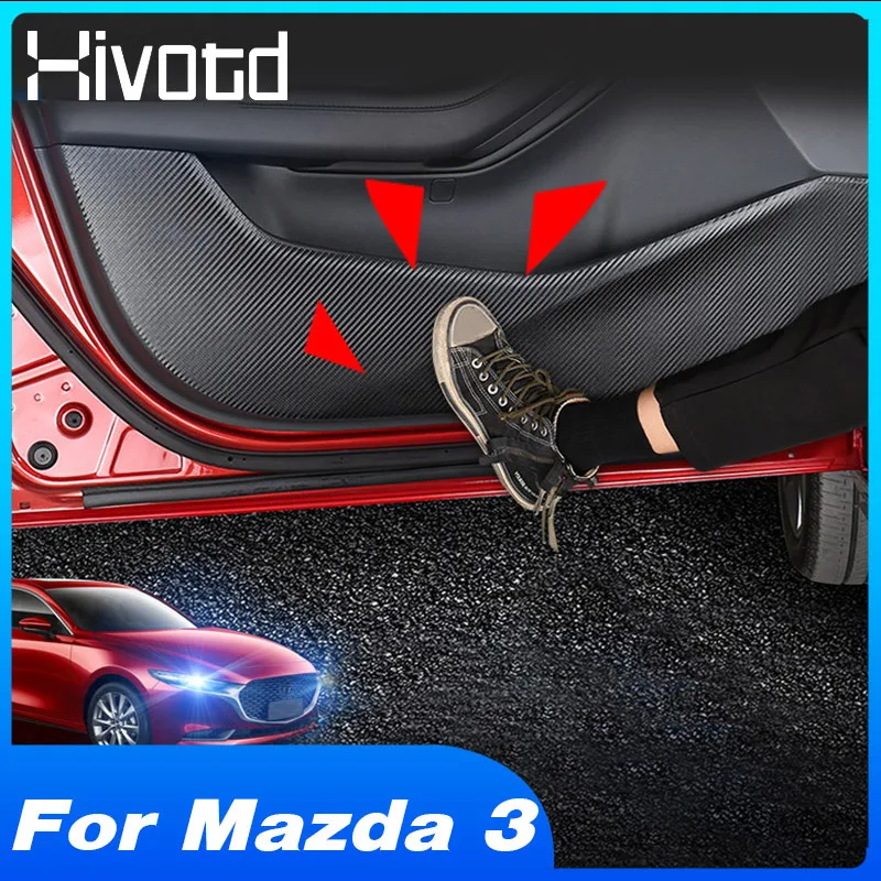 Hivotd For Mazda 3 Bp 2024 2023 2022 2021 Accessories Car Door Anti-Kick Pad Carbon Fiber Film Sticker Interior Cover Protector