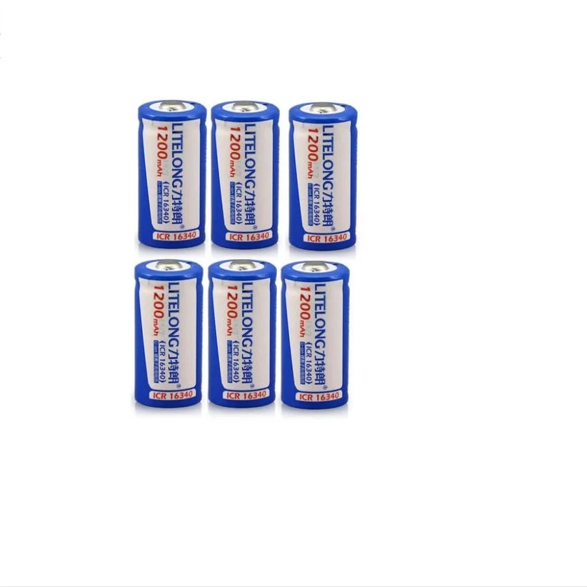 

6pcs/lot High power 3.7V 1200mAh 16340 rechargeable battery ICR1630 lithium ion rechargeable lithium battery